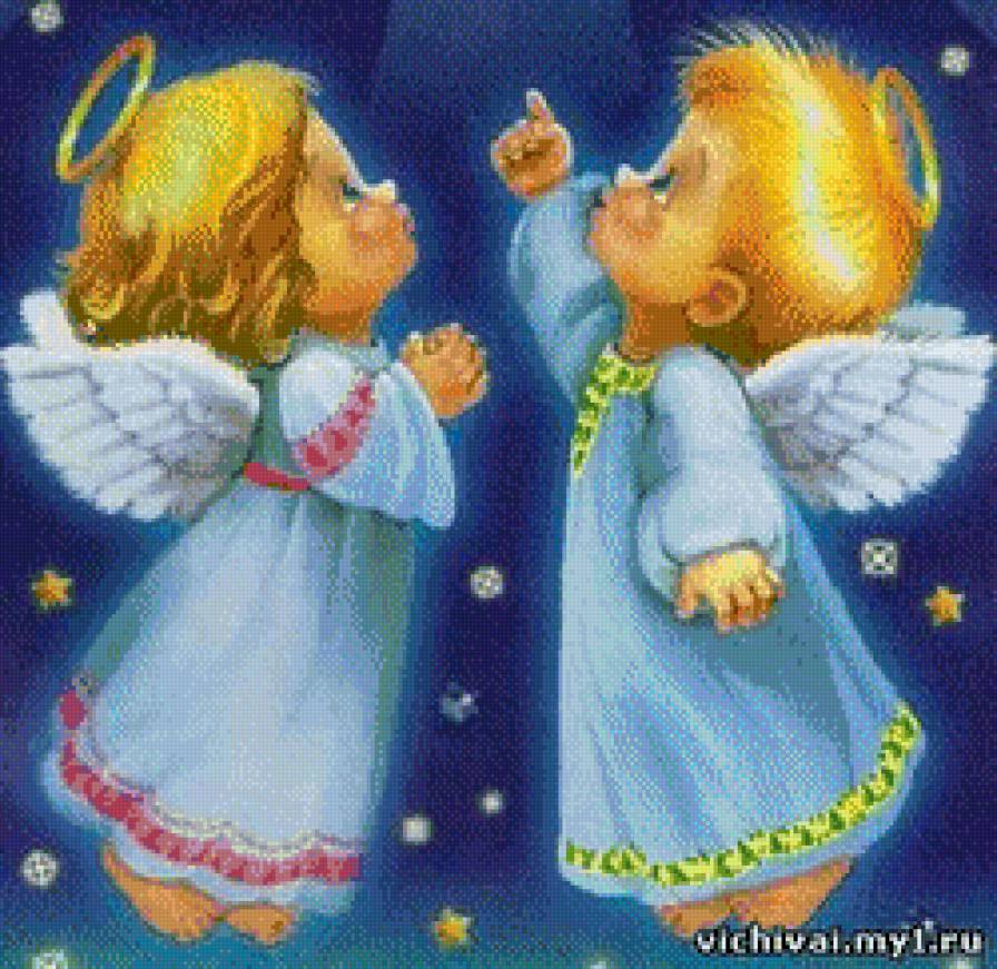 ангелы считают звезды - ангелы, детские - предпросмотр