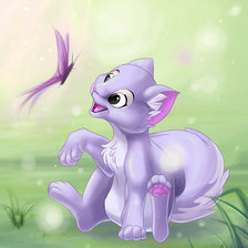 Схема вышивки «Котик и бабочка»