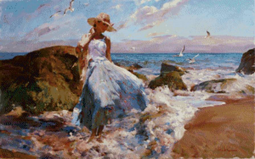 девушка и море - красота, море, пейзаж, природа, девушка - предпросмотр