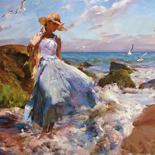 Схема вышивки «девушка и море»