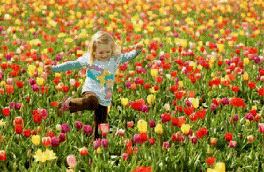 серия "дети" - дети.девочка.цветы.тюльпаны - предпросмотр