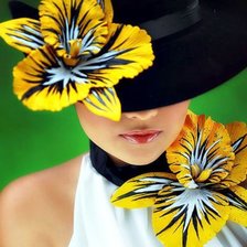 Схема вышивки «девушка в шляпе с лилиями»