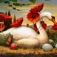 Схема вышивки «Лебедь»