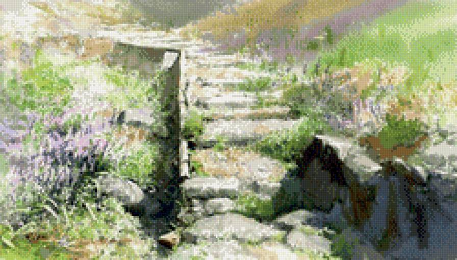 Тропинка в горах - цветы, тропинка, горы - предпросмотр