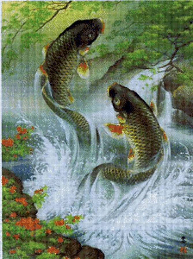 Прыгающие карпы (зеркальная) - рыбы - предпросмотр