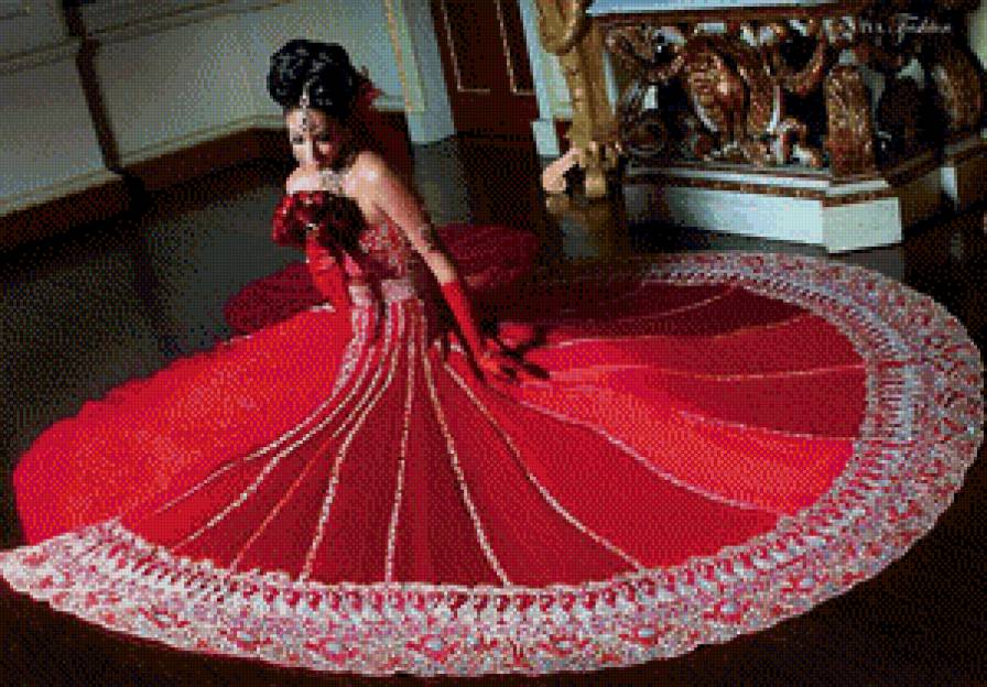 девушка - красота, красное платье - предпросмотр