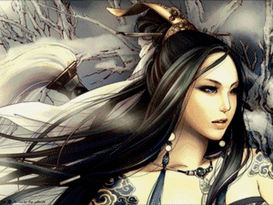 Азиатская красавица - азия, фентези, восток, красавица, девушка - предпросмотр