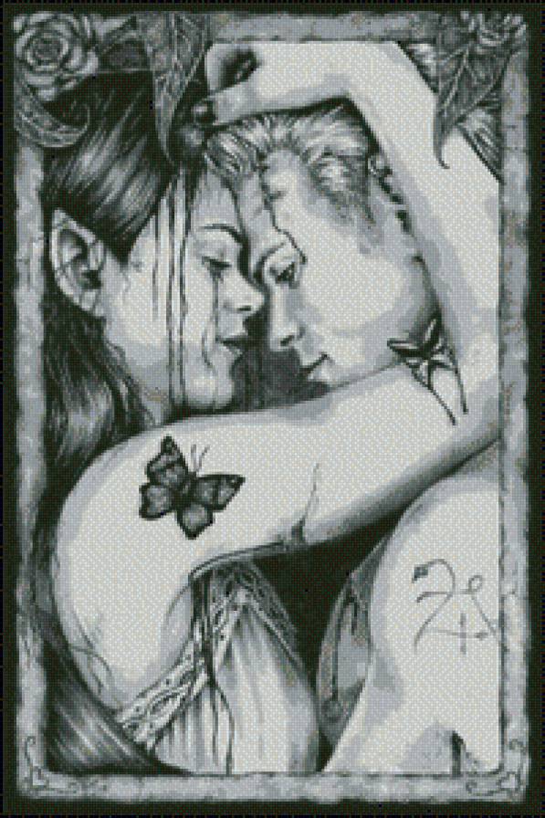 любовь - женщина, монохром, любовь, мужчина, пара - предпросмотр