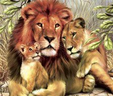 Схема вышивки «семья львов»