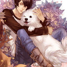 Схема вышивки «парень и его собака»