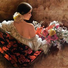 Схема вышивки «Испанка с букетом»