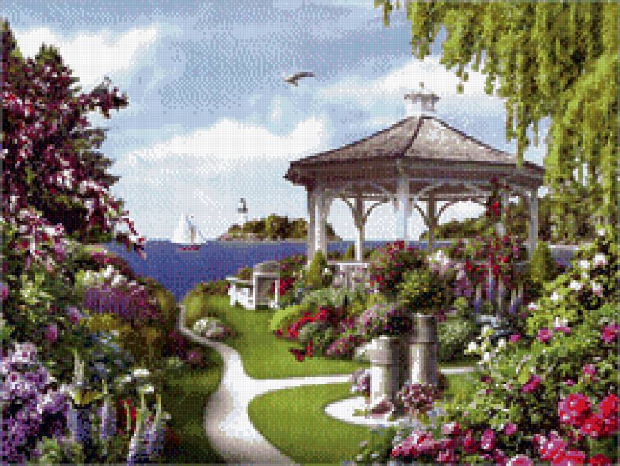 Беседка у моря - море, пейзаж, природа, беседка - предпросмотр