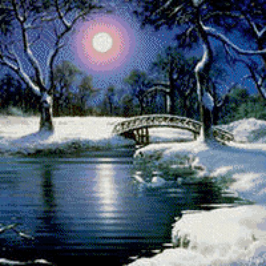 зимняя сказка - мост, речка, природа, зима, водоем - предпросмотр