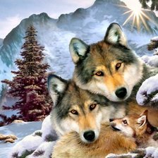 Схема вышивки «семья волков»