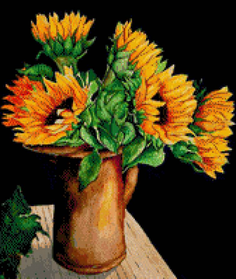 подсолнухи - цветы, подсолнухи, букет - предпросмотр