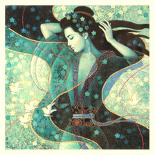 Схема вышивки «Девушка с птицами»