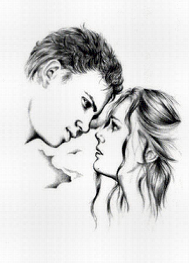 Влюбленные - девушка, монохром, пара, парень, любовь - предпросмотр