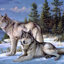 Схема вышивки «Волки»