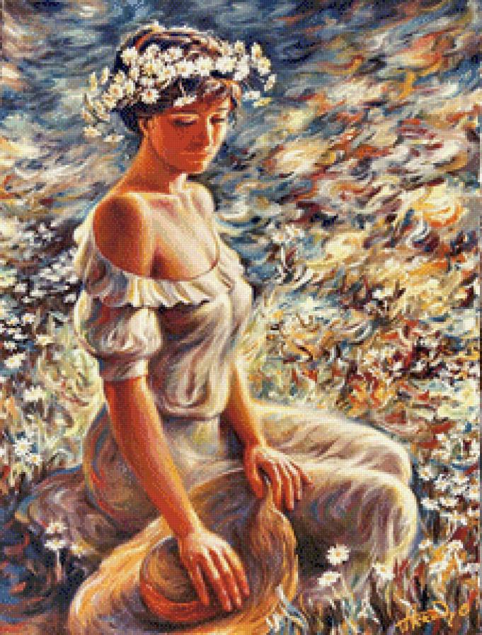 Девушка  с венком - красавица, дама, девушка - предпросмотр