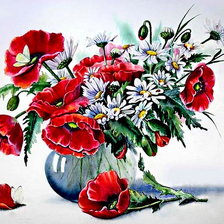 Схема вышивки «букет маков»