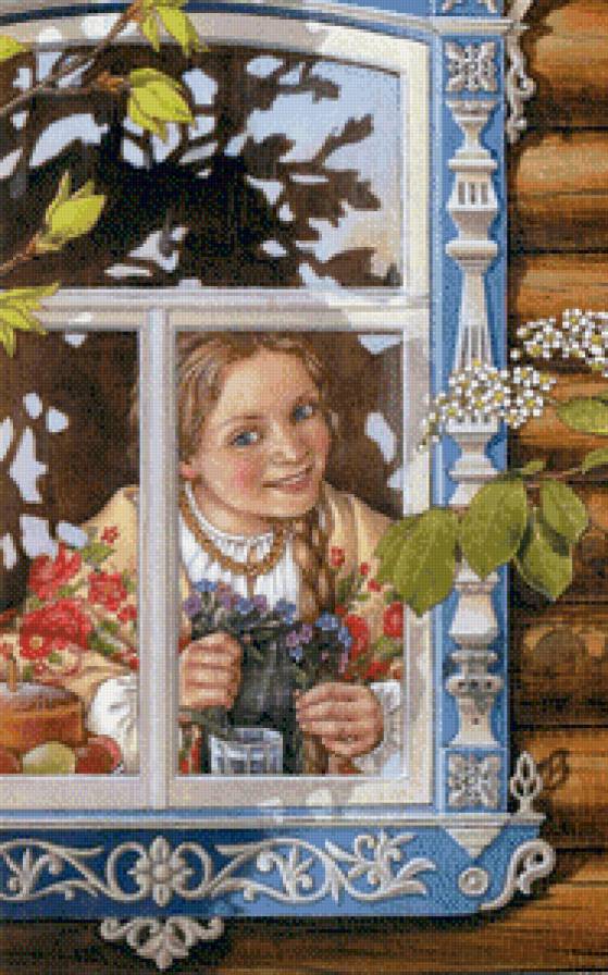 Девушка в окне - русь, красавица, славяне, девушка - предпросмотр