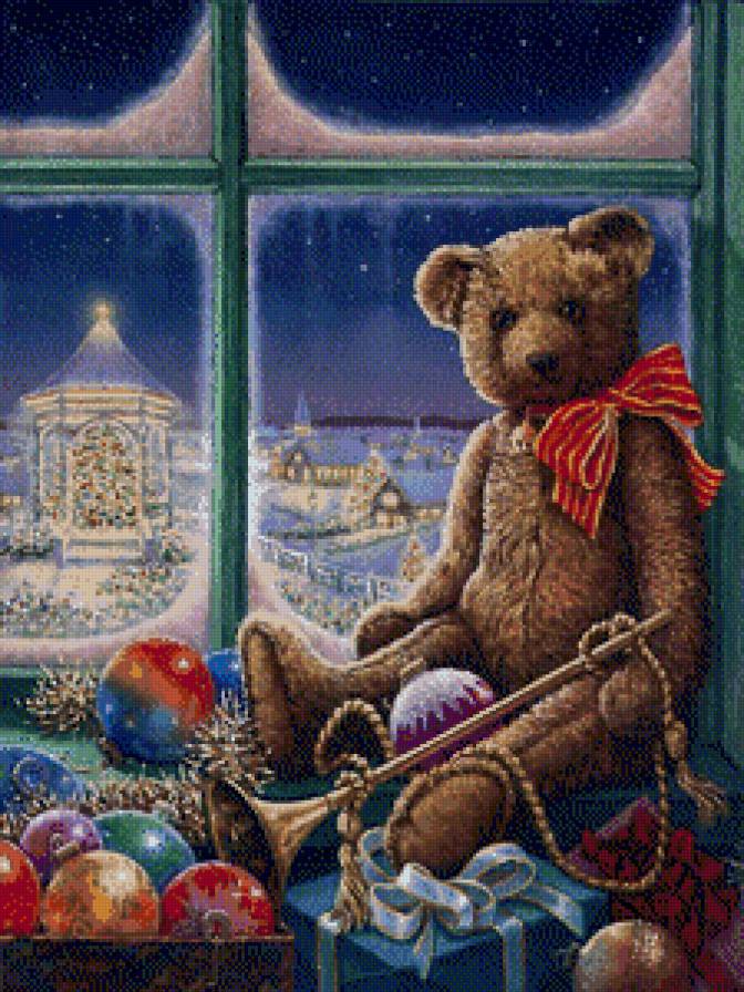 Рождественские мотивы - игрушки, мишки, рождество - предпросмотр