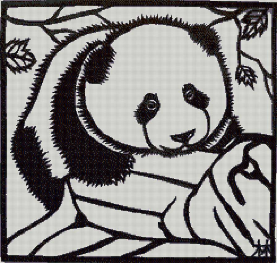 Панда - восток, панда, монохром, азия - предпросмотр