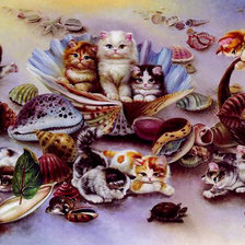 Схема вышивки «котята у моря»