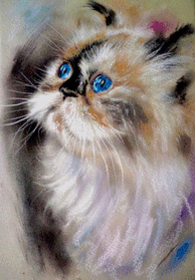портрет мелками - живопись, глаза, перс, кот.кошка, рисунок - предпросмотр