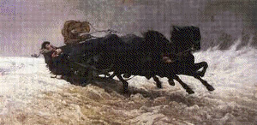 Chelmonski-Trojka - loszadi, ziwopis - предпросмотр