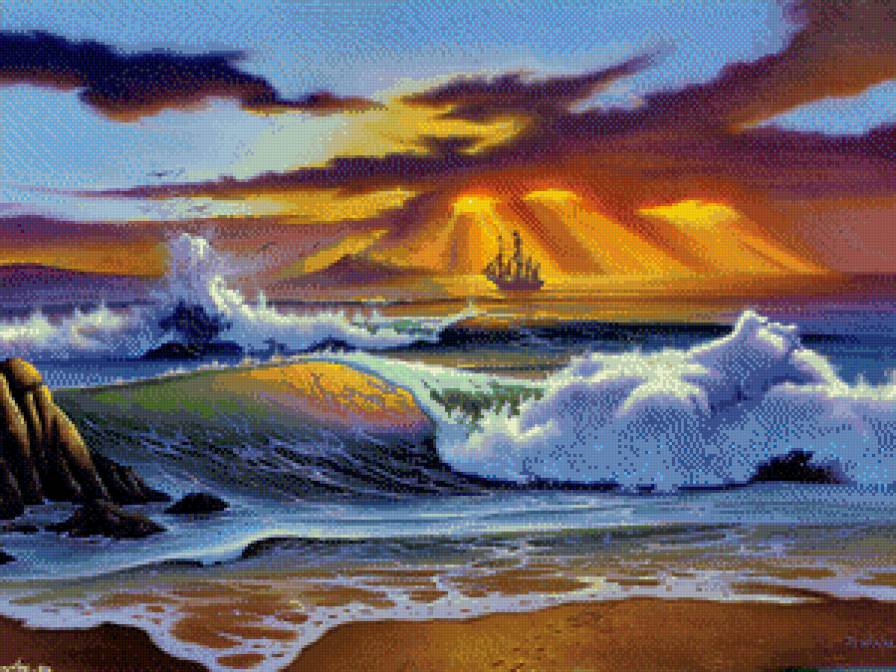 море - пейзаж, море, прибой - предпросмотр