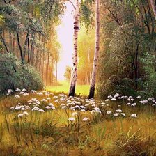 Схема вышивки «утро в лесу»