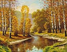 Схема вышивки «Jesienny pejzaz,bieriozy,ziwopis»