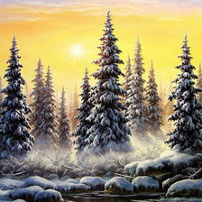 Схема вышивки «зимние ели»