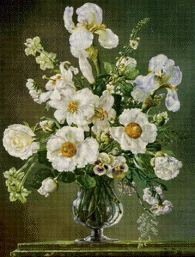 Белый букетик - цветы, ваза, натюрморт, букет - предпросмотр