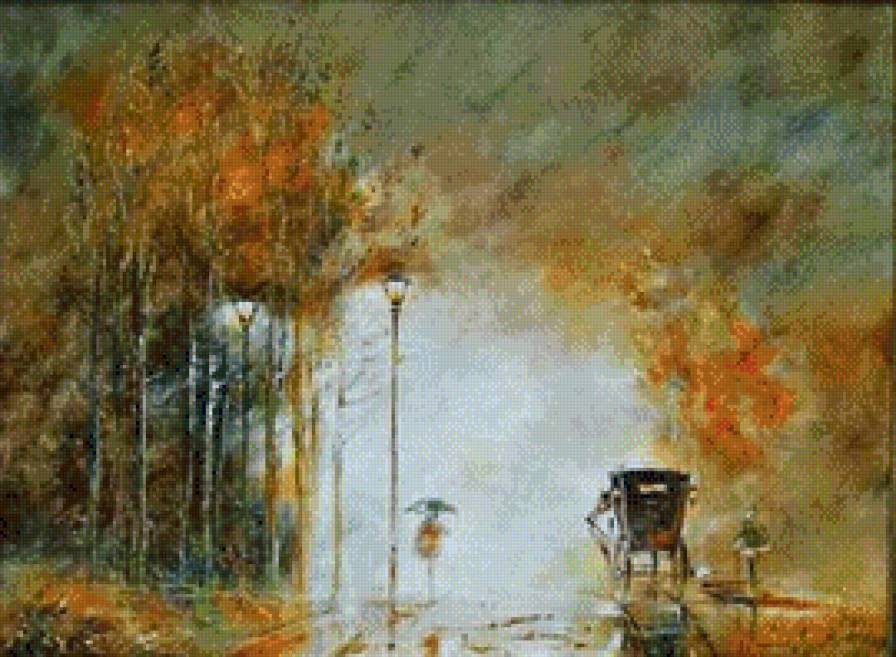 ulica nocziu - ziwopis, pejzaz, ulica - предпросмотр