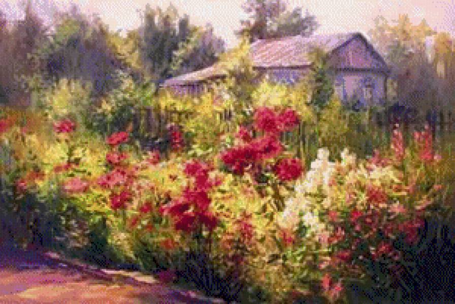 domik - leto, ziwopis, pejzaz, priroda - предпросмотр