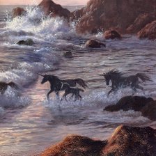 Схема вышивки «единороги в морской пучине»