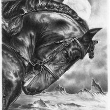 Схема вышивки «конь монохром 3»