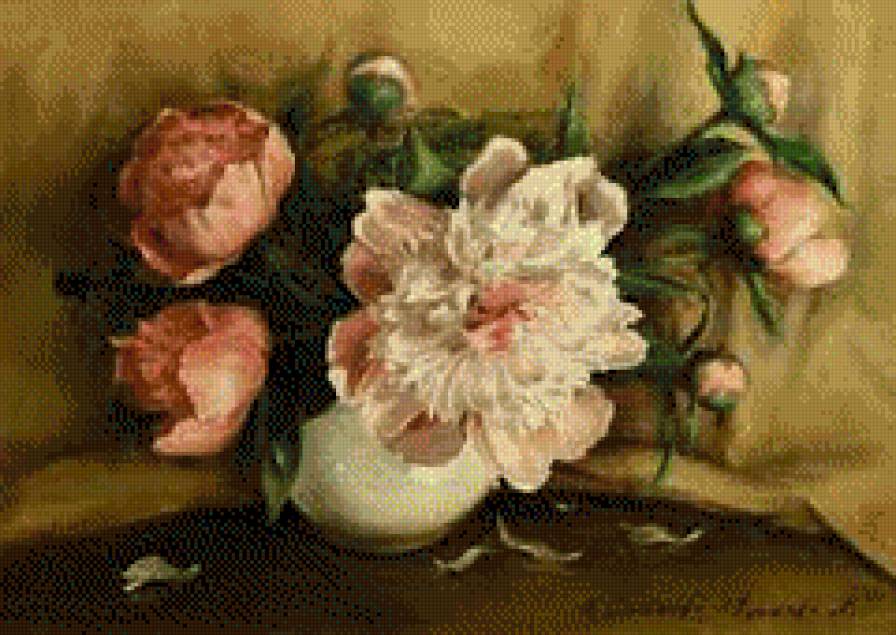 Peonie - ziwopis, cwety, peonie - предпросмотр