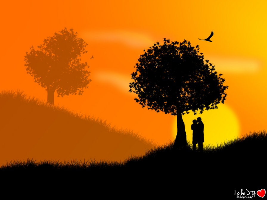 №498804 - вечер, закат, двое - оригинал