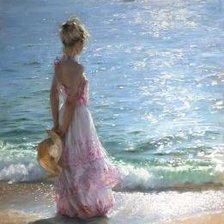 Схема вышивки «Девушка и море (Висенте Ромеро Редонде)»