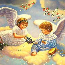 Схема вышивки «ангелочки на хмарах»