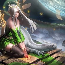 Схема вышивки «девушка и дракон»