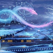 Схема вышивки «китайский зимний дракон»