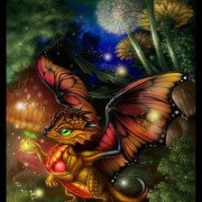 Схема вышивки «дракончик в одуванчиках»