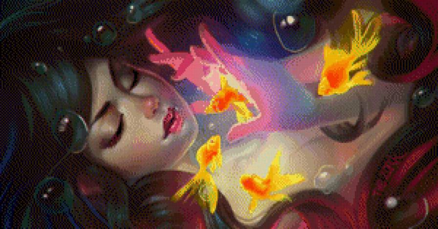 девушка и рыбки - девушка жэнщина фэнтази сказка - предпросмотр