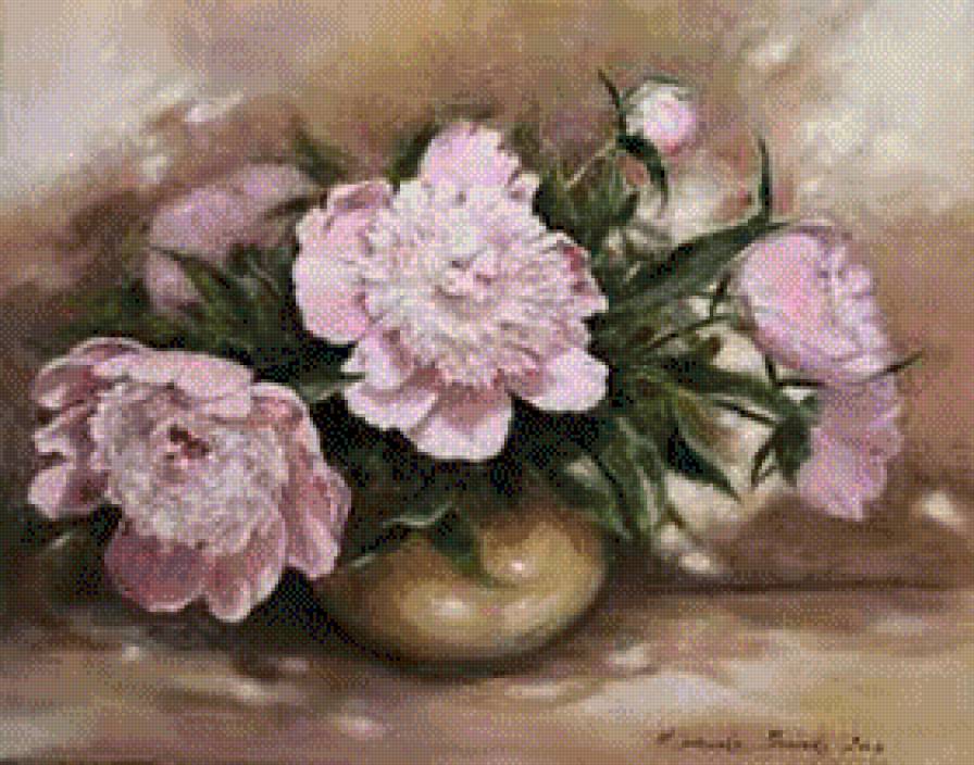 Peonie - peonie, cwety, ziwopis - предпросмотр