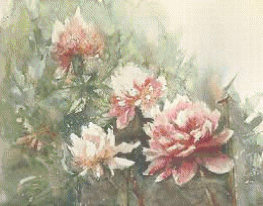 Peonie - cwety, peonie, ziwopis - предпросмотр