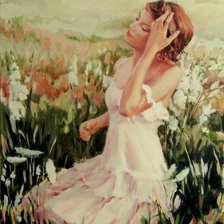 Схема вышивки «dziewczyna wsrod kwiatow»